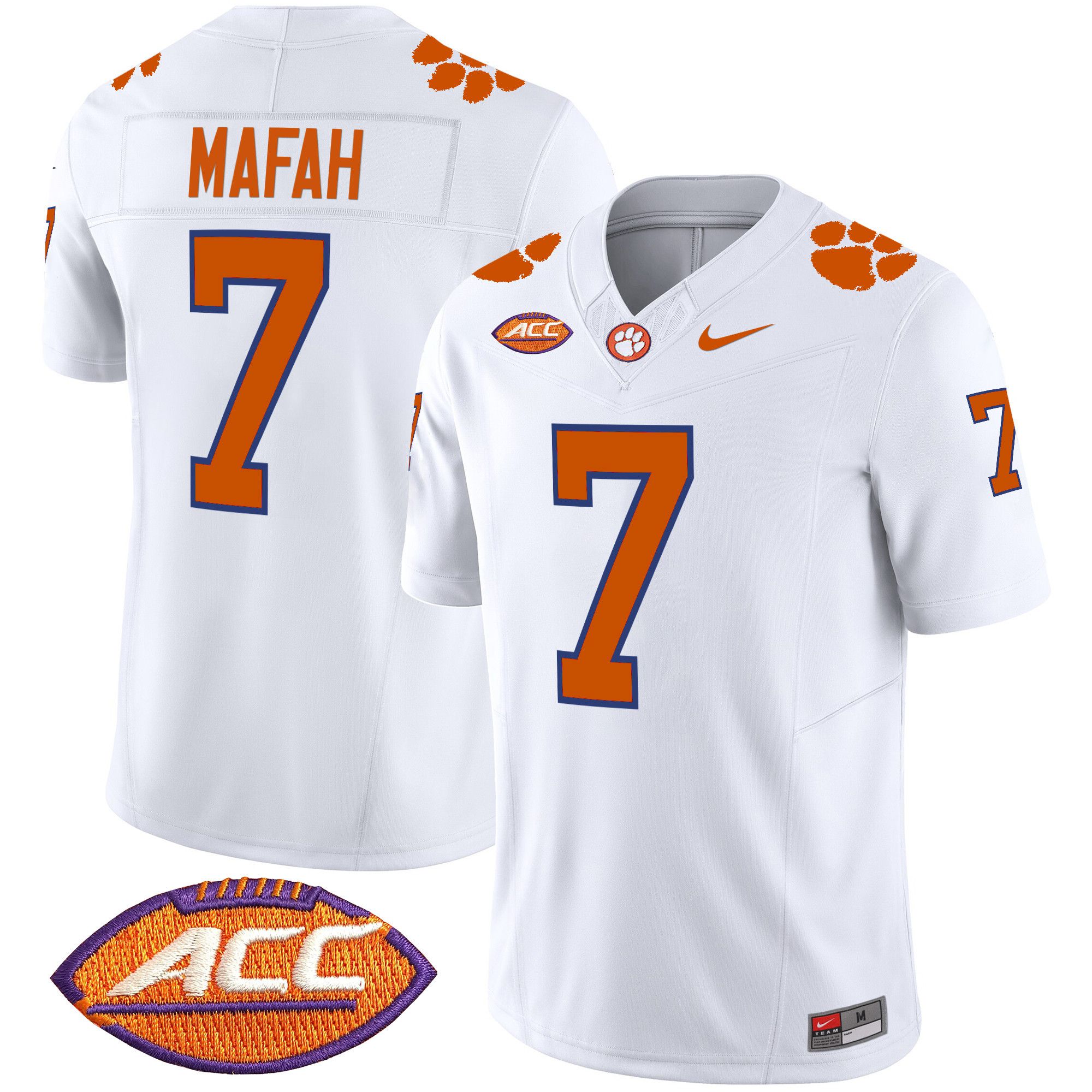 Men Clemson Tigers #7 Mafah White 2024 Nike Vapor Limited NCAA Jersey